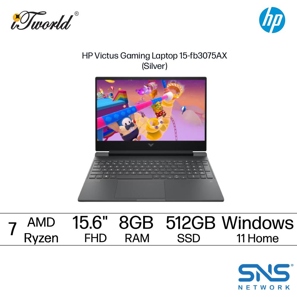 HP Victus 15-fb3075AX Gaming Laptop (AMD Ryzen™ 7 7445H | 15.6" FHD | 8GB RAM | 512GB SSD | NVIDIA  ® GeForce RTX™ 2050 Graphics | Windows 11 Home | Preinstalled Microsoft Office Home 2024 + 1 Year Office 365 Basic )