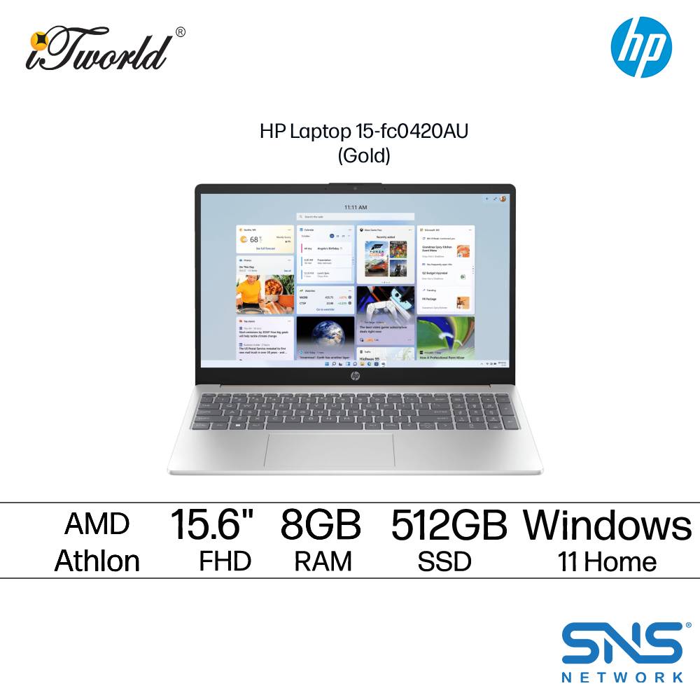 HP Laptop 15-fc0420AU (AMD Athlon™ Silver 7120U | 8GB | 512GB SSD | AMD Radeon™ Graphics	 | Windows 11 Home | Preinstalled Microsoft Office Home 2024 Malaysia +  1 Year Office 365 Basic)
