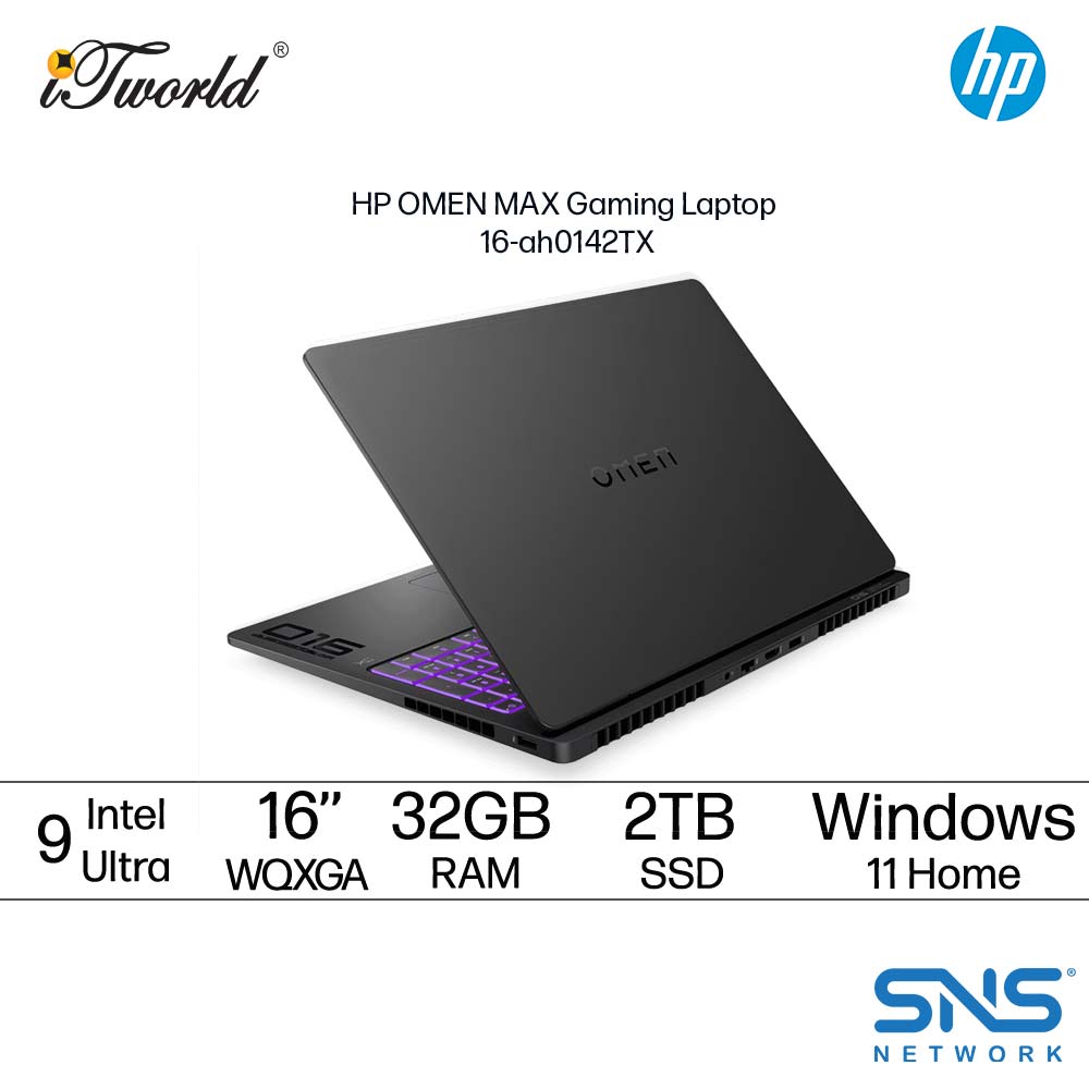 HP OMEN MAX 16 inch Gaming Laptop 16-ah0142TX (NVIDIA  ® GeForce RTX™ 5090 24GB |CU 9-275HX | 16" WQXGA OLED | 32GB RAM | 2TB SSD | Windows 11 Home)