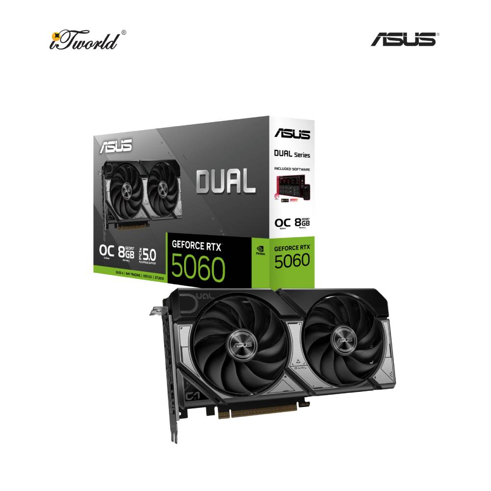 Asus GeForce RTX 5060 Dual 8GB GDDR7 OC Edition Graphics Card (90YV0N12-M0NA00)