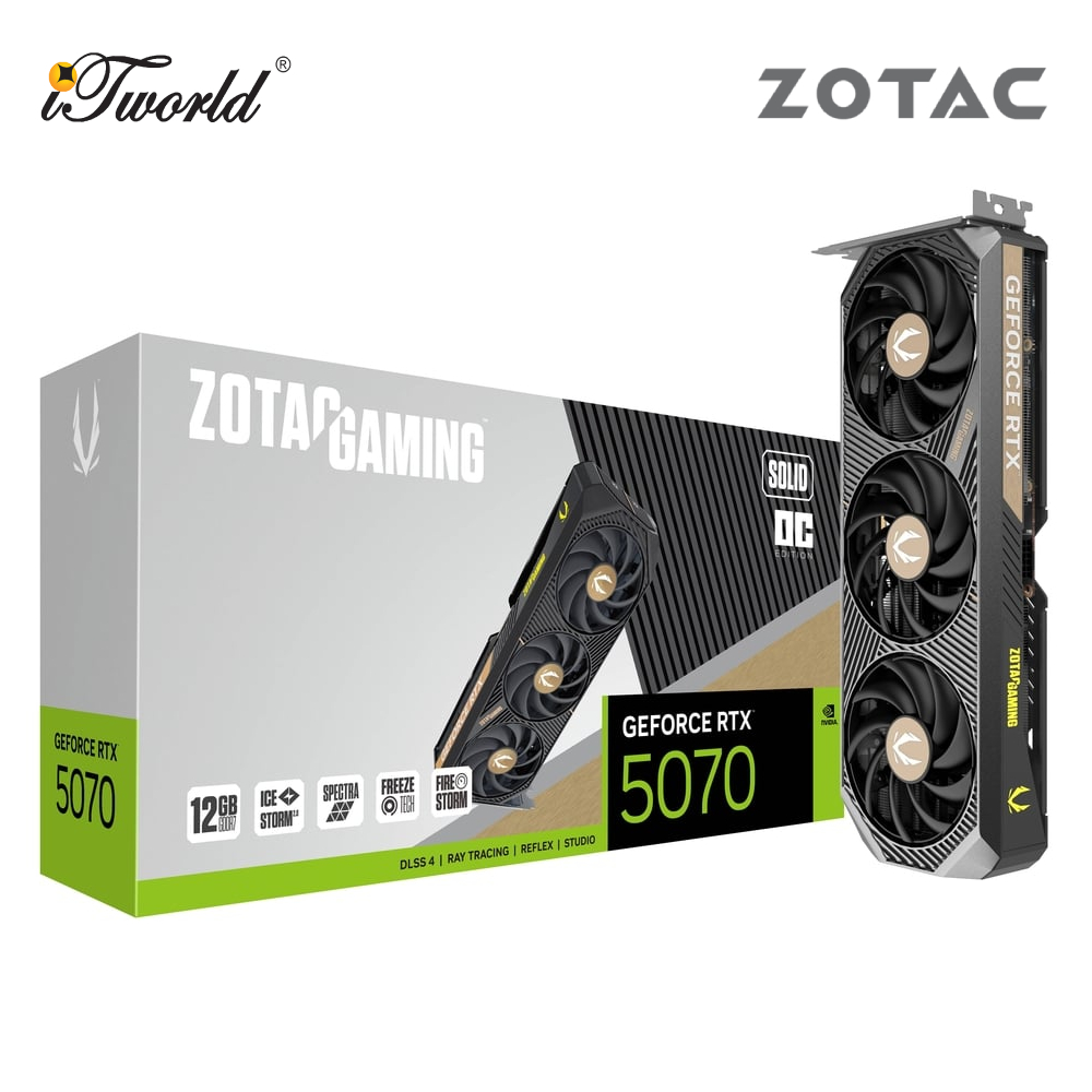 ZOTAC GeForce RTX 5070 Solid OC Edition Gaming Graphics Card - ZT-B50700J-10P