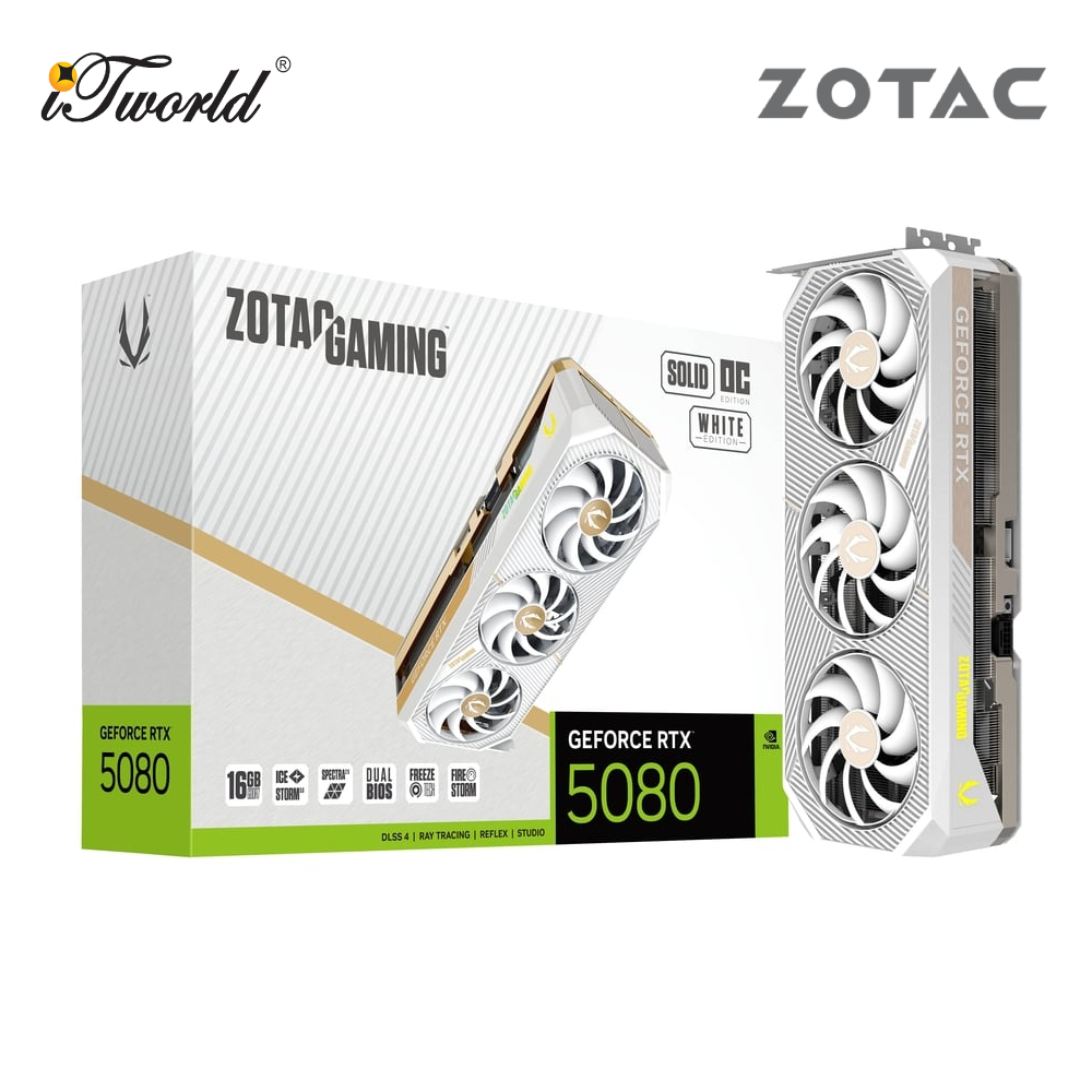 ZOTAC GAMING GeForce RTX 5080 Solid OC White Edition Graphics Card - ZT-B50800Q-10P