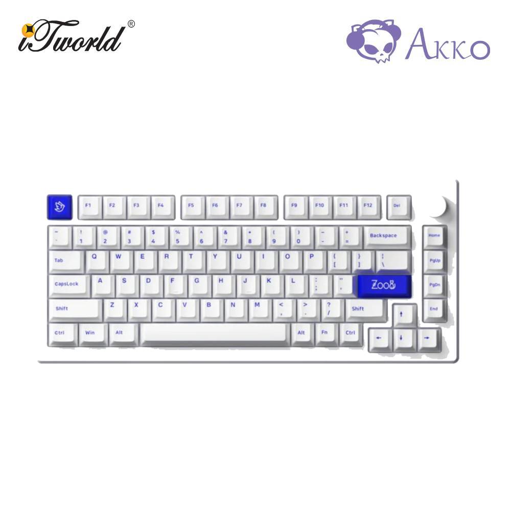 Akko MOD007 PC Blue on White Fully Assembled Hot-Swap Keyboard - Akko Piano Switch (6925758622721)