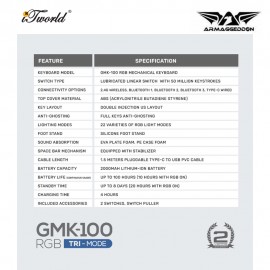 Armaggeddon GMK100 RGB Trimode Wireless Mechanical Keyboard - Summer 8886411988807