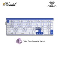 AULA HERO99 White Blue Magnetic Keyboard with Wing Chun Magnetic Switch
