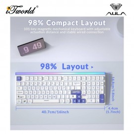 AULA HERO99 White Blue Magnetic Keyboard with Wing Chun Magnetic Switch