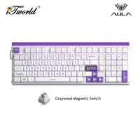 AULA HERO99 White Purple Magnetic Keyboard with Graywood Magnetic Switch