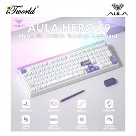 AULA HERO99 White Purple Magnetic Keyboard with Graywood Magnetic Switch