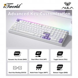 AULA HERO99 White Purple Magnetic Keyboard with Graywood Magnetic Switch