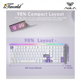 AULA HERO99 White Purple Magnetic Keyboard with Graywood Magnetic Switch