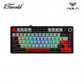 AULA F75MAX Black Grey Red Multi Mode Mechanical Keyboard with Reaper Switch