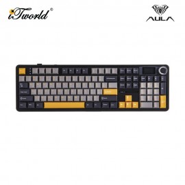 AULA F108 PRO Multi Mode Mechanical Keyboard with Reaper Switch (F108PRO-Grey+Yellow)