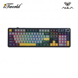 AULA F108 PRO Multi Mode Mechanical Keyboard with Reaper Switch (F108PRO-Grey+Yellow)