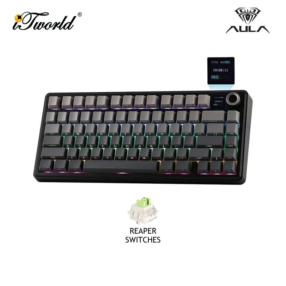 AULA F75MAX Multi Mode Mechanical Keyboard with Reaper Switch (F75MAX-Gradient Grey)