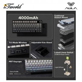 AULA F75MAX Multi Mode Mechanical Keyboard with Reaper Switch (F75MAX-Gradient Grey)