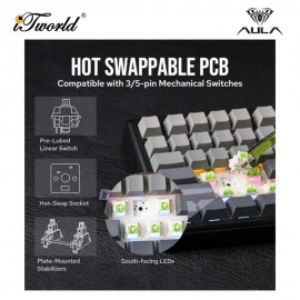 AULA F75MAX Multi Mode Mechanical Keyboard with Reaper Switch (F75MAX-Gradient Grey)