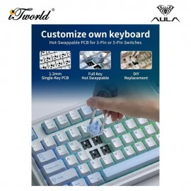 AULA AU75 Multi Mode Mechanical Keyboard with Star Vector Switch (AU75-Sea Salt Blue)