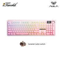 AULA F108 PRO Pink Multi Mode Mechanical Keyboard with Caramel Latte Switch