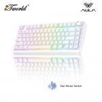 AULA F75 White Contour Multi Mode Mechanical Keyboard with Star Vector Switch