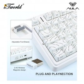 AULA F75 White Contour Multi Mode Mechanical Keyboard with Star Vector Switch