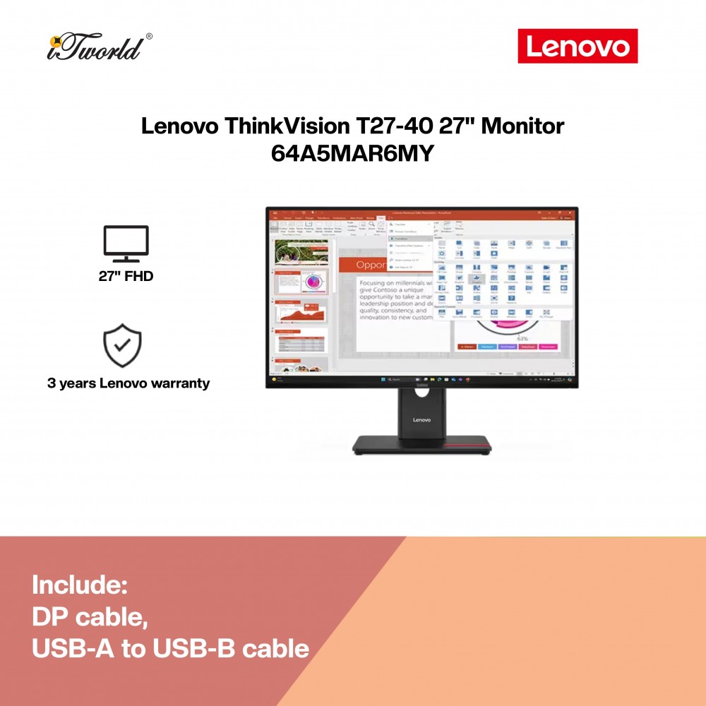 (Pre-order) Lenovo ThinkVision T27-40 27" Monitor 64A5MAR6MY
