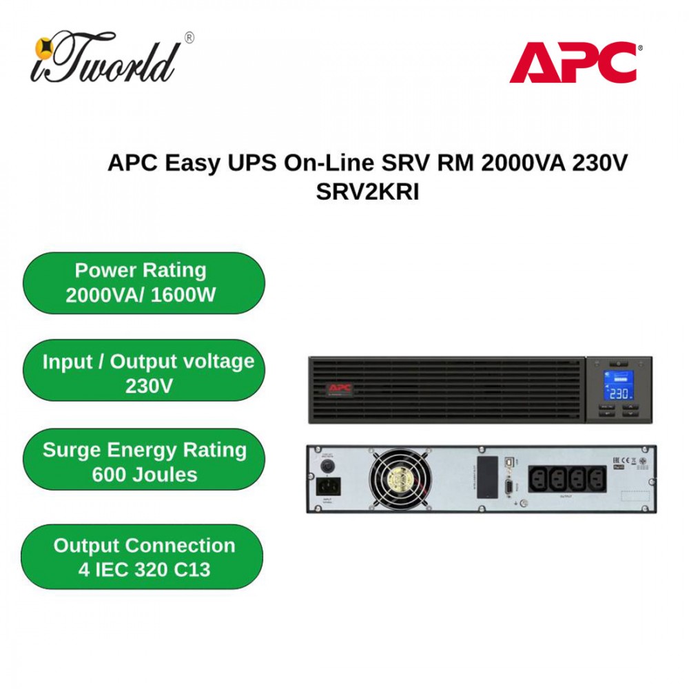APC Easy UPS On-Line SRV RM 2000VA 230V SRV2KRI-E