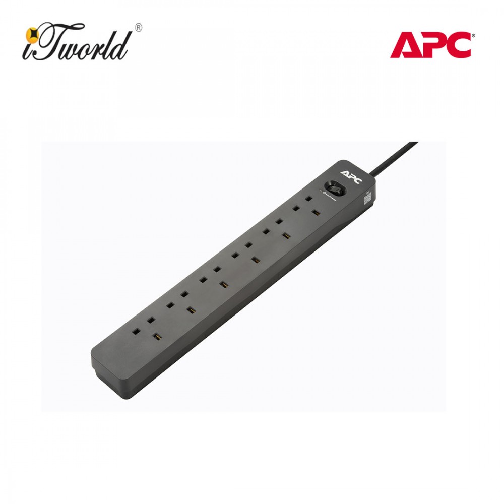 APC SurgeArrest Essential Surge Protector, 6x Outlets - 2M (PME6B-UK)