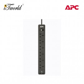 APC SurgeArrest Essential Surge Protector, 6x Outlets, 2 USB-Ports - 2M (PME6U2B-UK)