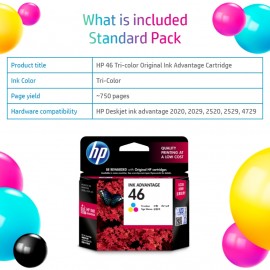 HP 46 Black Original Ink Advantage Cartridge CZ637AA