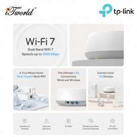 TP-Link Deco BE25 (2-Pack) BE5000 Whole Home Mesh Wi-Fi 7 System (2-Pack) - Deco BE25(2-Pack)
