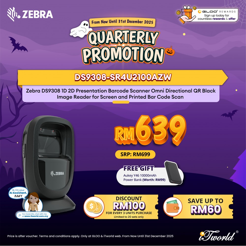 Zebra DS9308 1D 2D Presentation Barcode Scanner Omni Directional QR Black Image Reader for Screen and Printed Bar Code Scan (DS9308-SR4U2100AZW)