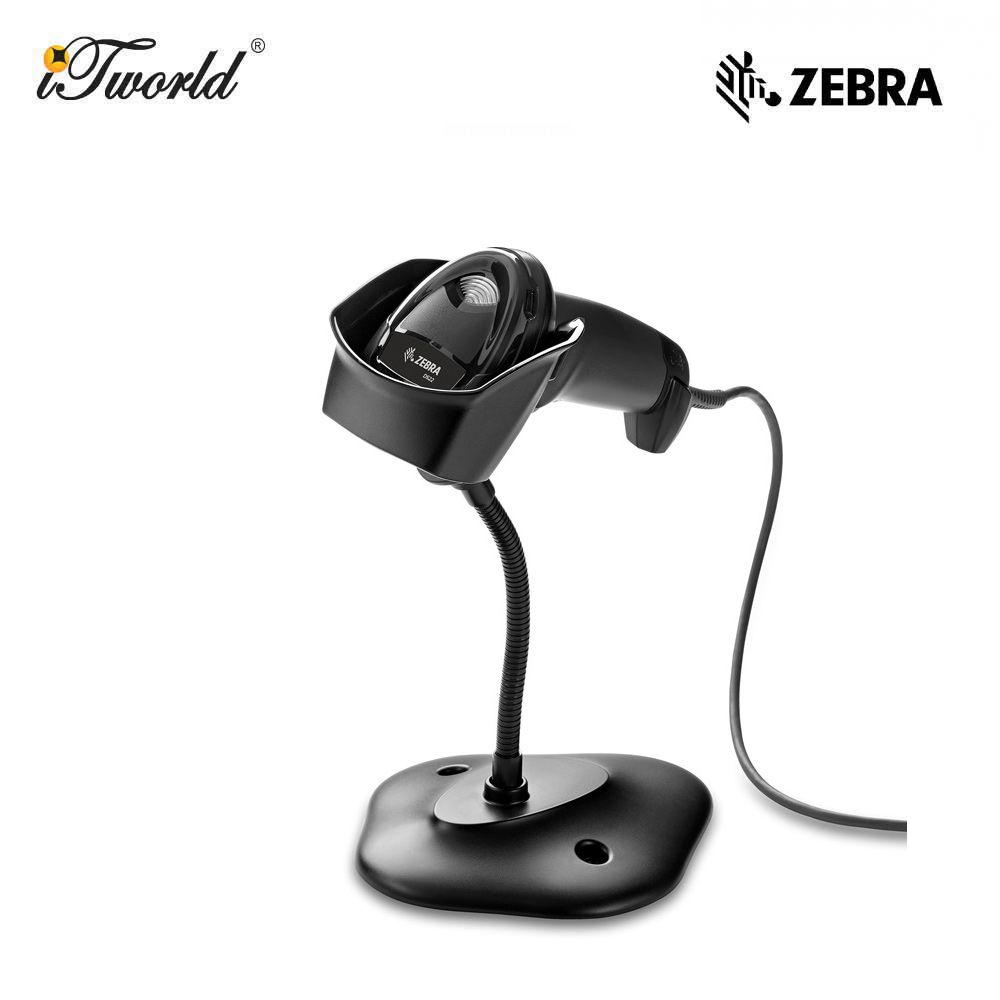 Zebra DS2208 1D 2D Handheld Barcode Scanner QR Wired USB Imager Black Corded Screen Code Reader with Stand (DS2208-SR7U2100SGW)